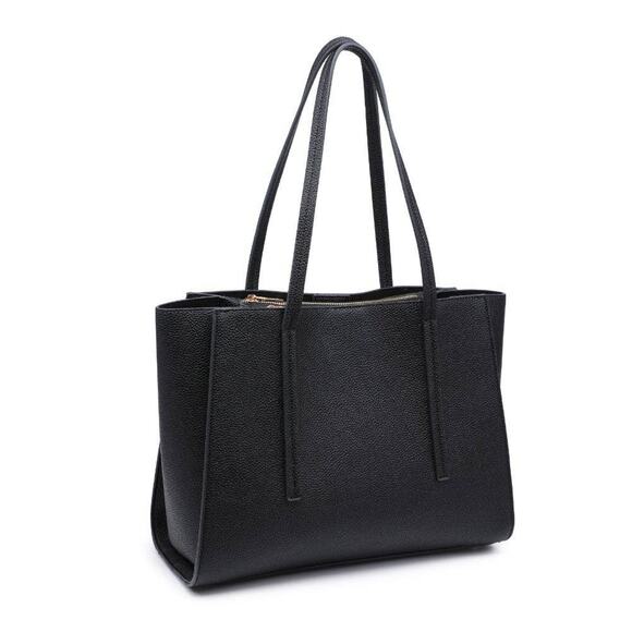 Gabby Multi Compartment Tote Black Vegan Leather - Picture 3 of 8